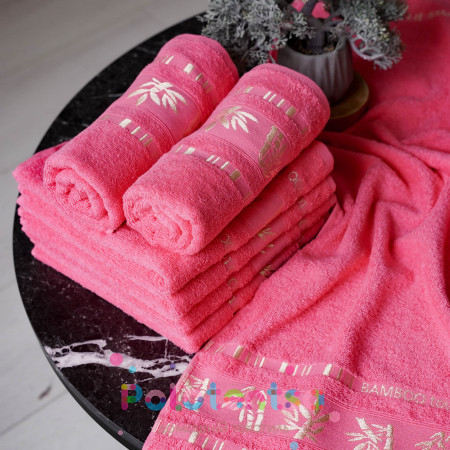 Полотенца банные Бамбук розовый
